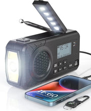 Radio portatile per emergenze - Energia solare, Bluetooth, AM/FM, allarme SOS e batteria ricaricabile per camping 

Specifiche tecniche: 
- Modello: XYZ123
- Capacità batteria: 12000mAh
- Ingresso carica: Micro-USB
- Dimensioni: 18x8x3 cm
- Peso: 350g