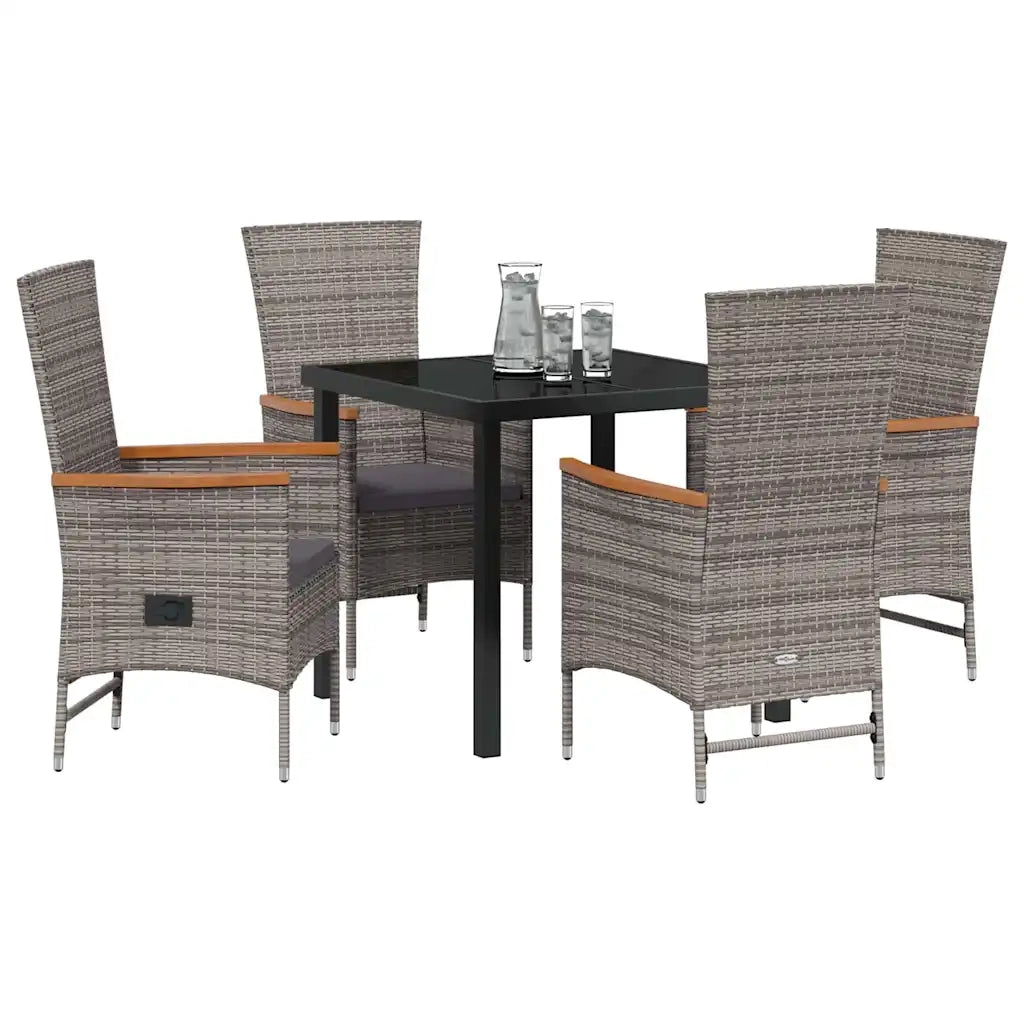 Set da Pranzo per Giardino con cuscino 5 pcs Grigio