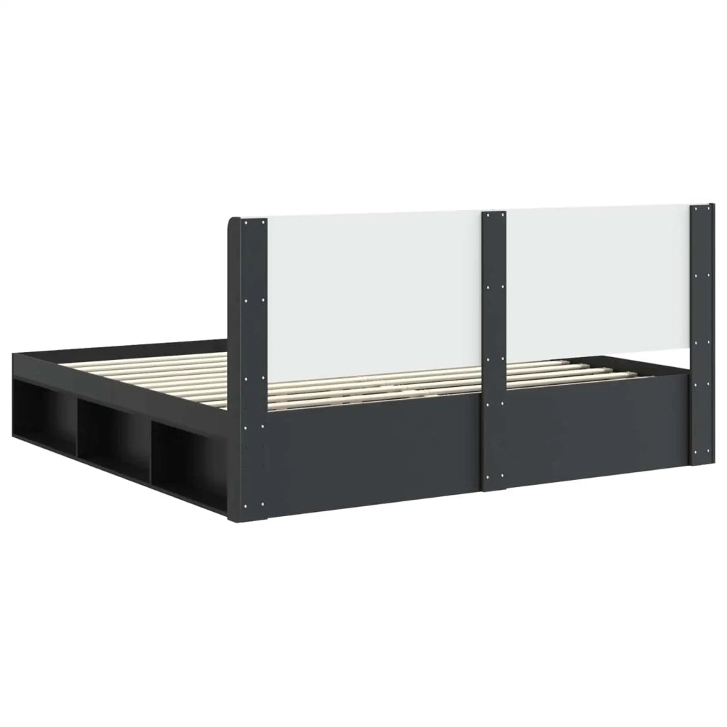 Struttura del letto con stoccaggio e testata Nero 200 x 200 cm