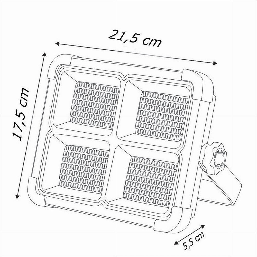 Trade Shop - Faro Proiettore Ricaricabile Pannello Solare 200 W Usb Power Bank Ip65 S18b-200w -