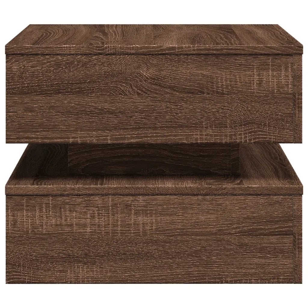 Tavolino da Salotto con Luci LED Rovere Marrone 50x50x40 cm 839860