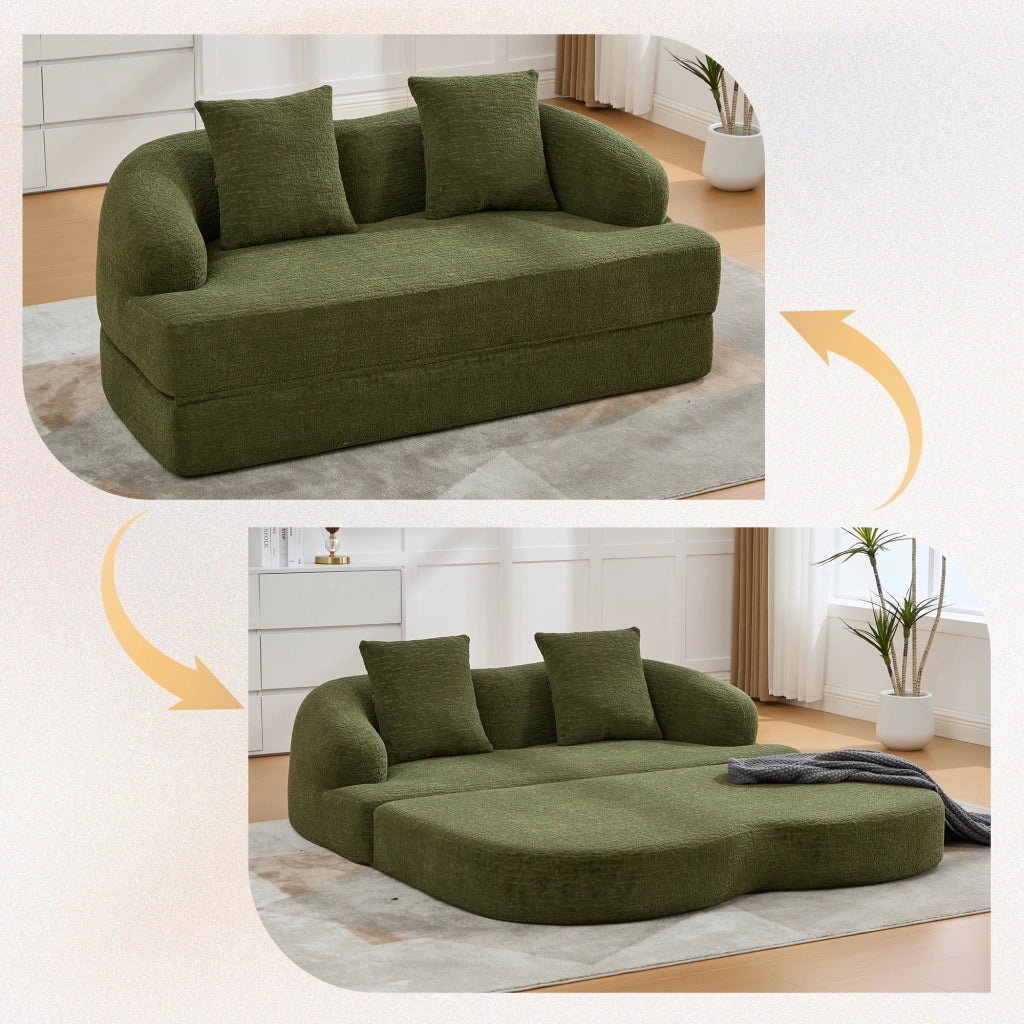 DIVANO Letto 2 posti 157x84x65 cm Chenille Verde