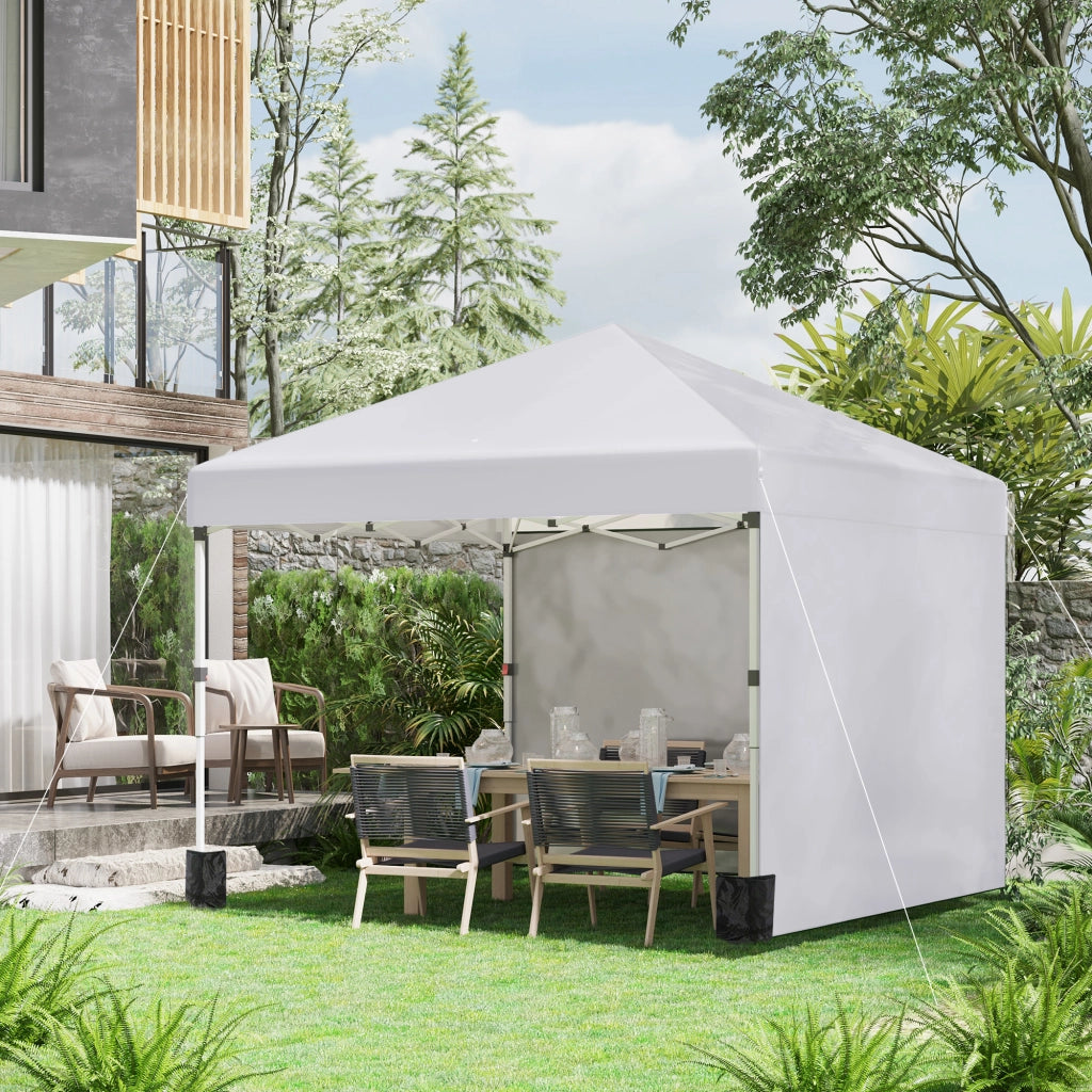 Tonnelle da giardino pop-up regolabile in altezza con protezione laterale ¨C zephmum ¨C 297x297x288 cm bianco