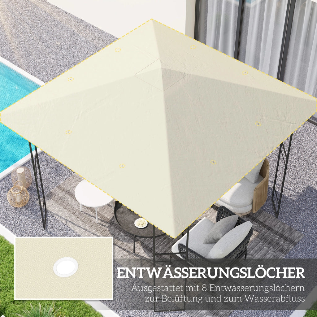 Copertura per gazebo 3x3 m impermeabile UPF30+ ¨C zephmum ¨C crema tessuto Oxford 370 g/m2