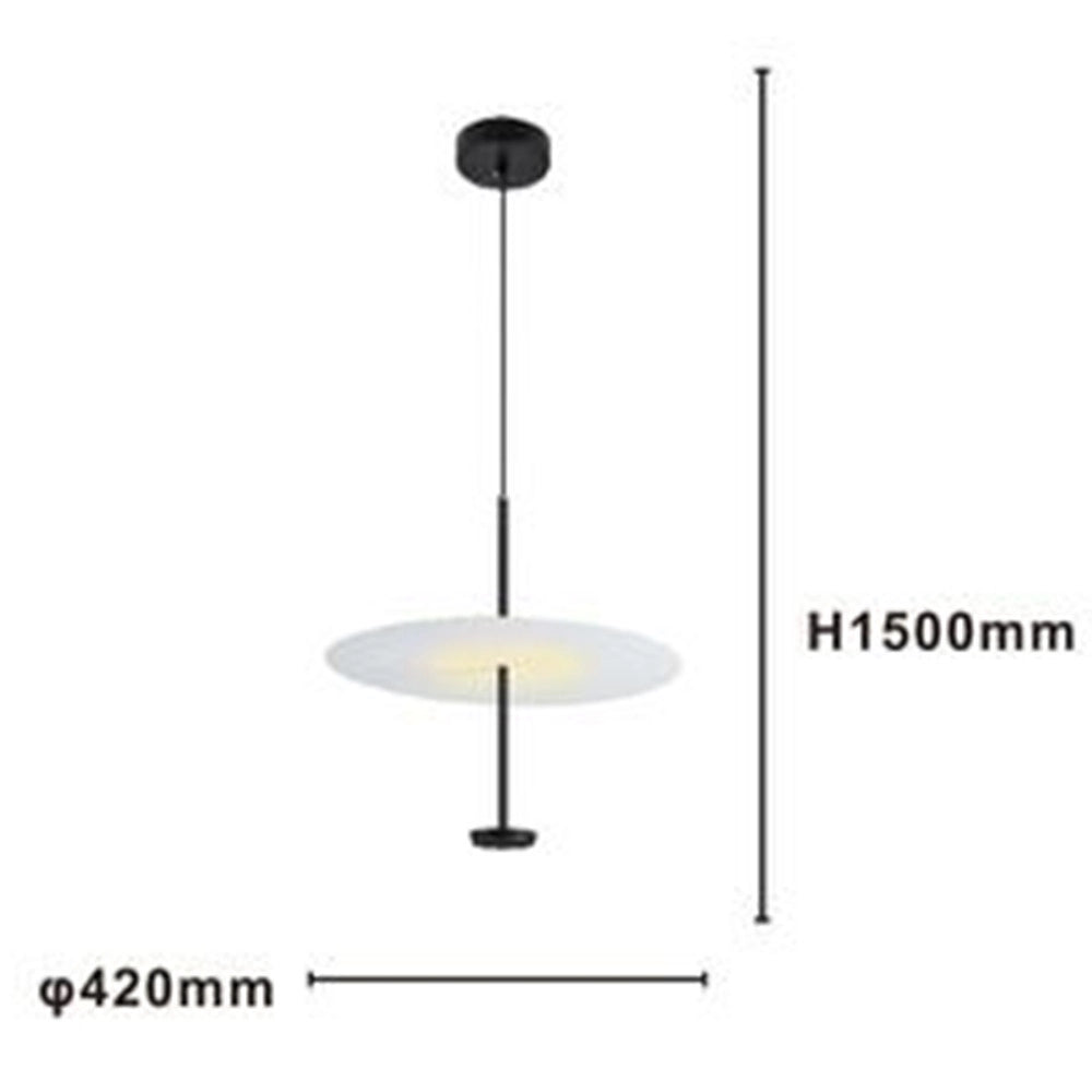 Trade Shop - Lampadario A Sospensione Luce 4000k Led 18w Disco Paralume Piatto Bianco Nero Tondo 33177 -