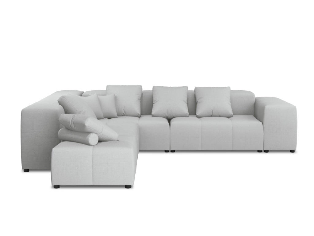 Cosmopolitan Design - Divano angolare modulare reversibile "Rome" 7 posti in tessuto strutturato grigio chiaro 