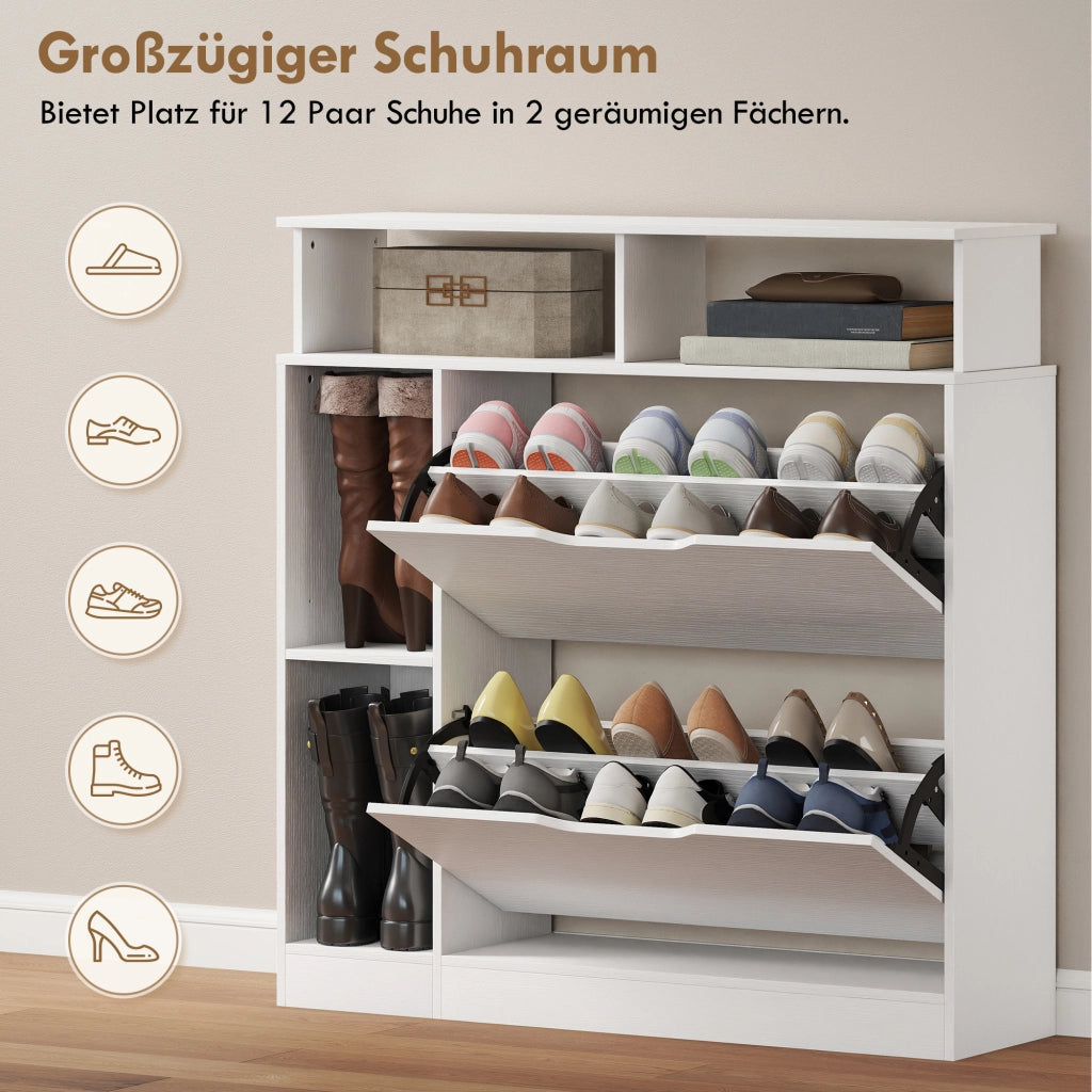 Armadio porta scarpe con 2 ante ¨C zephmum ¨C bianco 89x25x92 cm