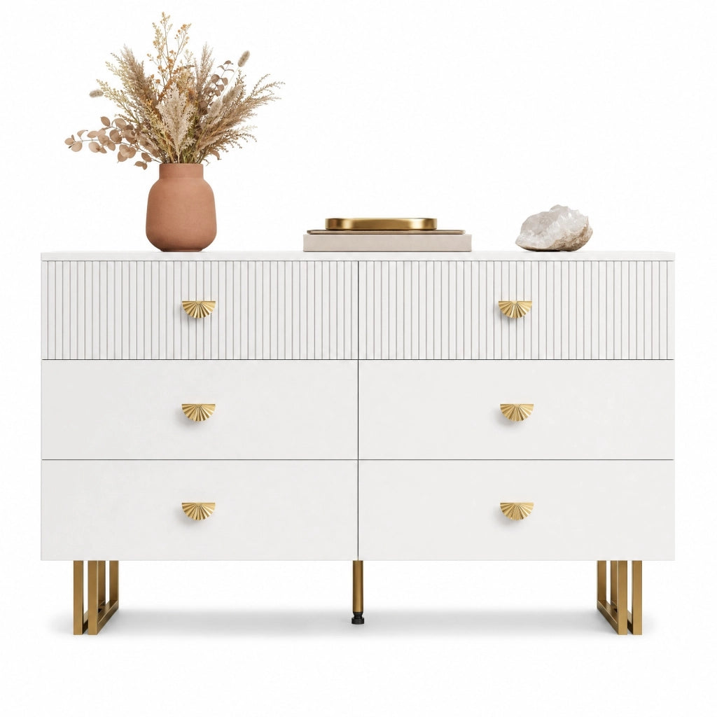 Sideboard moderno con 6 cassetti; 120x40x75 cm; in MDF bianco