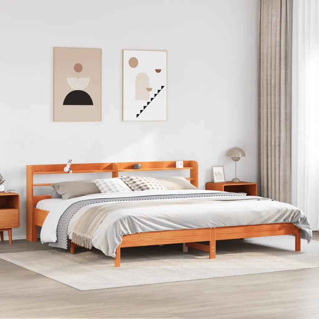Letto matrimoniale | Letto per adulti | Letto senza Materasso Marrone Cera 200x200 cm in Legno di Pino