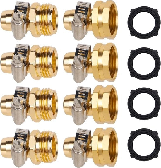 Kit di riparazione per tubi da giardino con vite in acciaio inossidabile, set di riparazione per tubi in alluminio, connessioni di tubo femmina, set a 4 pezzi
