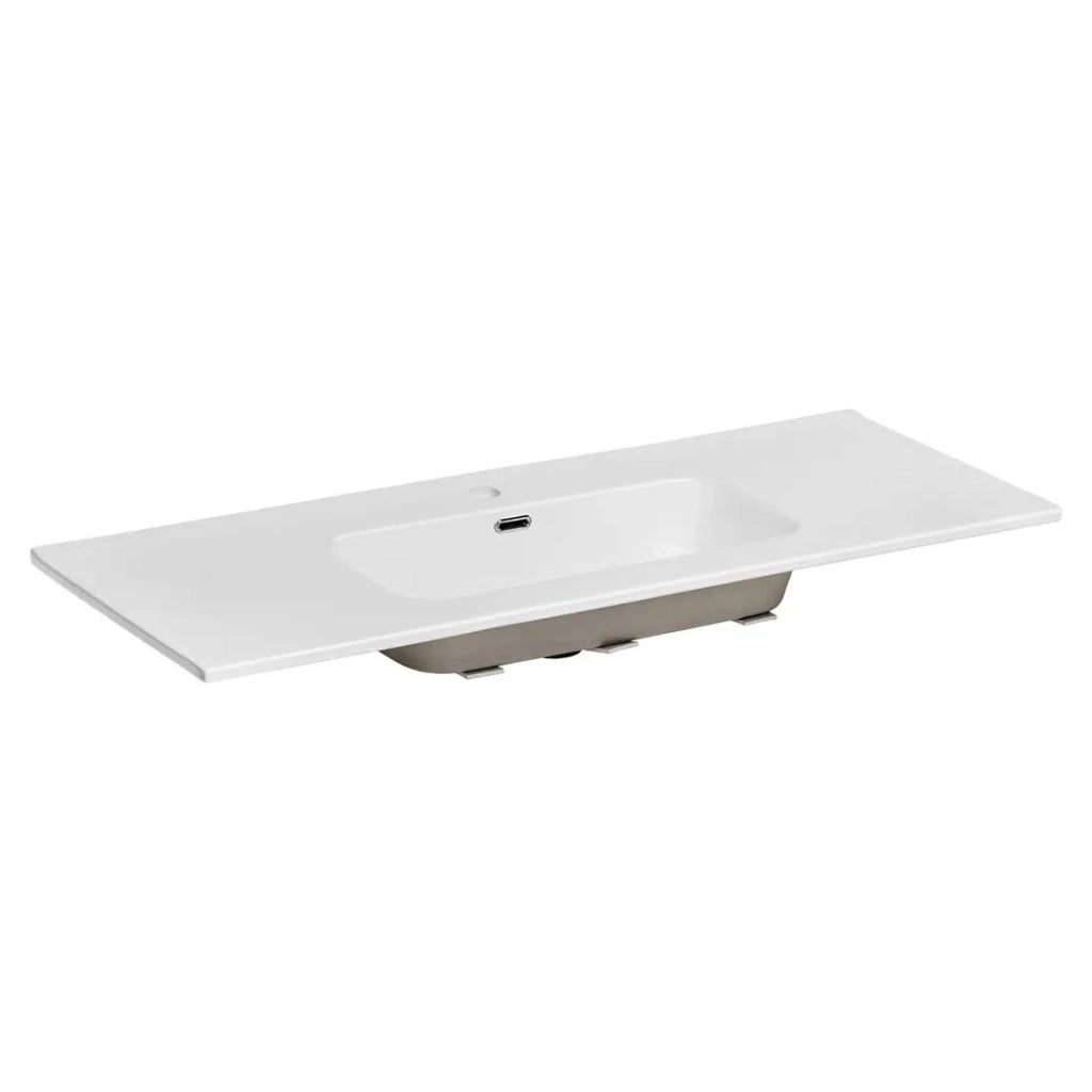 Lavabo incasso ESSEN 120 cm in ceramica bianca lucida