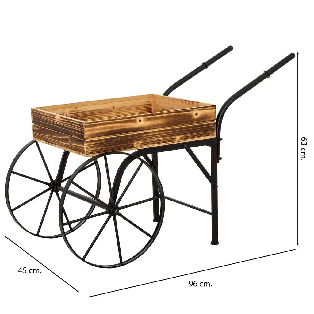 Carrello fioriera legno marrone 96x45x63h cm