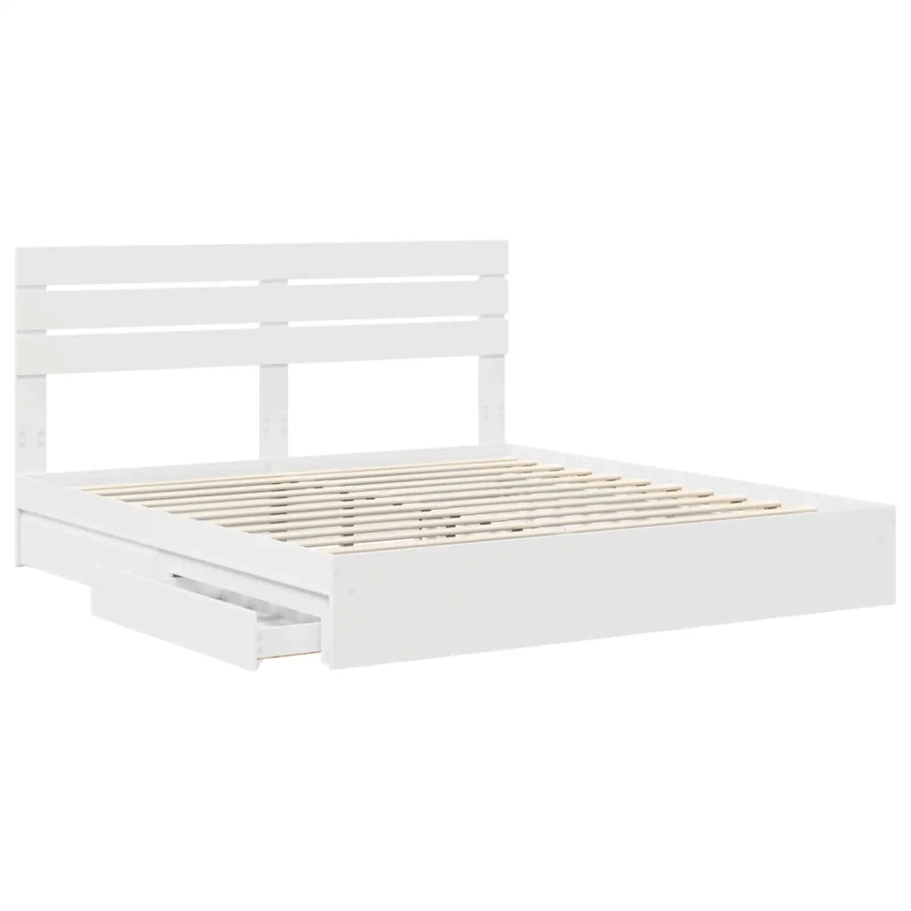 Letto con Contenitore Bianco 180 x 200 cm Legno multistrato