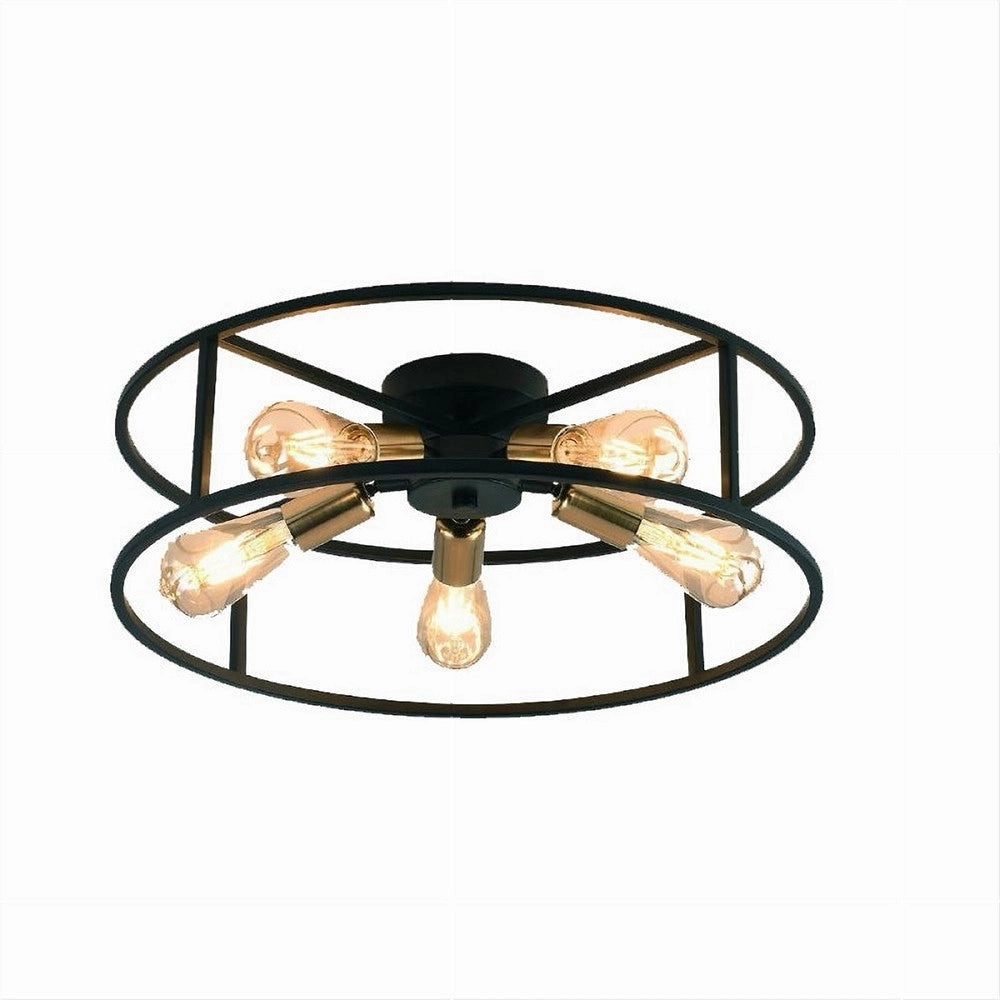 Trade Shop - Plafoniera Lampadario Da Soffitto Circolare Stile Industriale Lampada 5xe27 C71-5 -