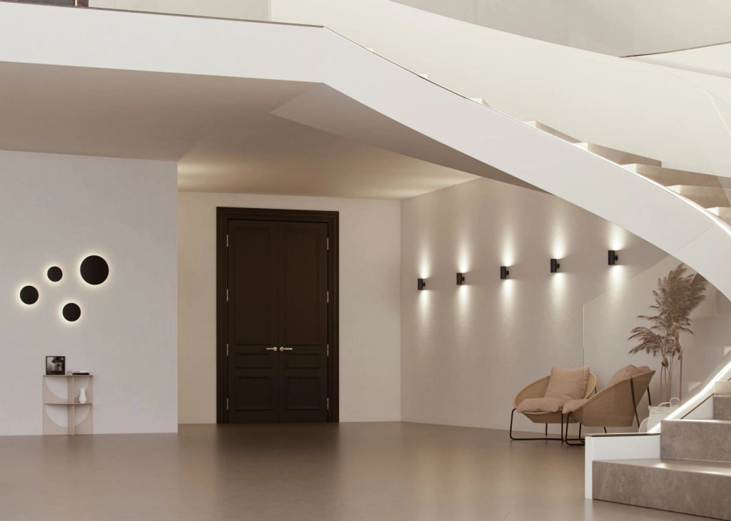 Applique LED ONE Dual 160mm Cilindrica a Doppia Emissione Luce GU10 Nero Opaco per Illuminazione Interni Moderna ed Elegante - Serie Wall Collection