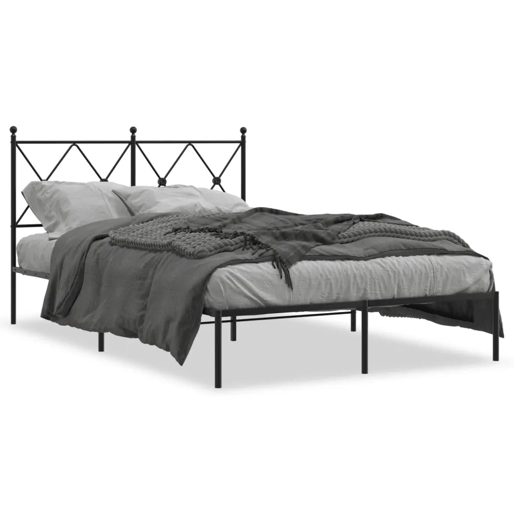 Letto matrimoniale | Letto per adulti | Giroletto con Testiera in Metallo Nero 120x200 cm