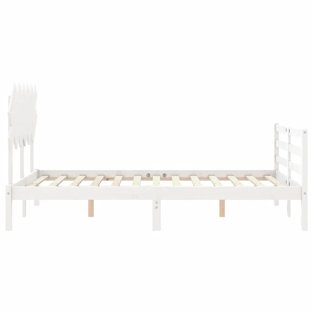 Giroletto con Testiera-Struttura Letto con testiera Bianco Double in Legno Massello 701823