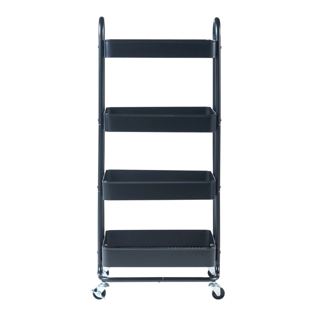 Carrello da Stoccaggio Pyhäntä con 4 Contenitori - Acciaio Nero [en.casa]