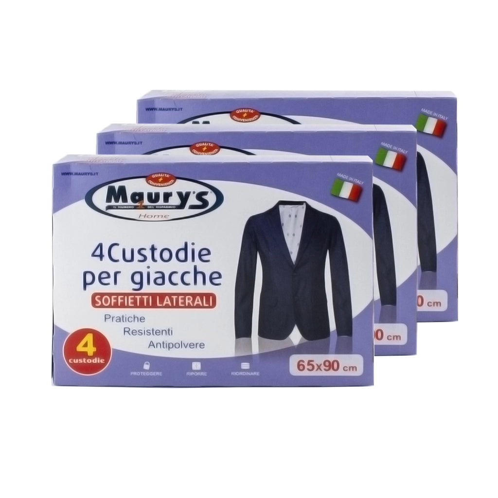 MAURY'S SET 3 BOX CUSTODIE PER GIACCHE CON ZIP CONFEZIONE DA  4 PZ 65 X 90 CM