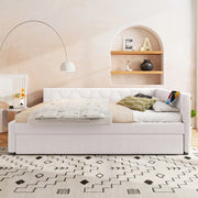 Letto giorno 140x200cm - Xylo - bianco, LED, USB-C, tessuto pile