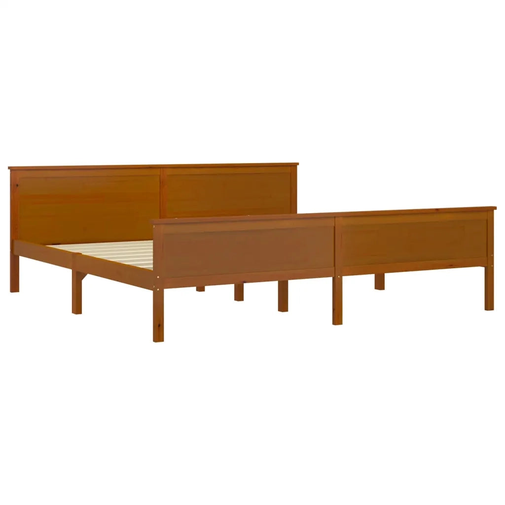 Letto matrimoniale | Letto per adulti | Giroletto senza Materasso Ambra in Legno di Pino 200x200 cm