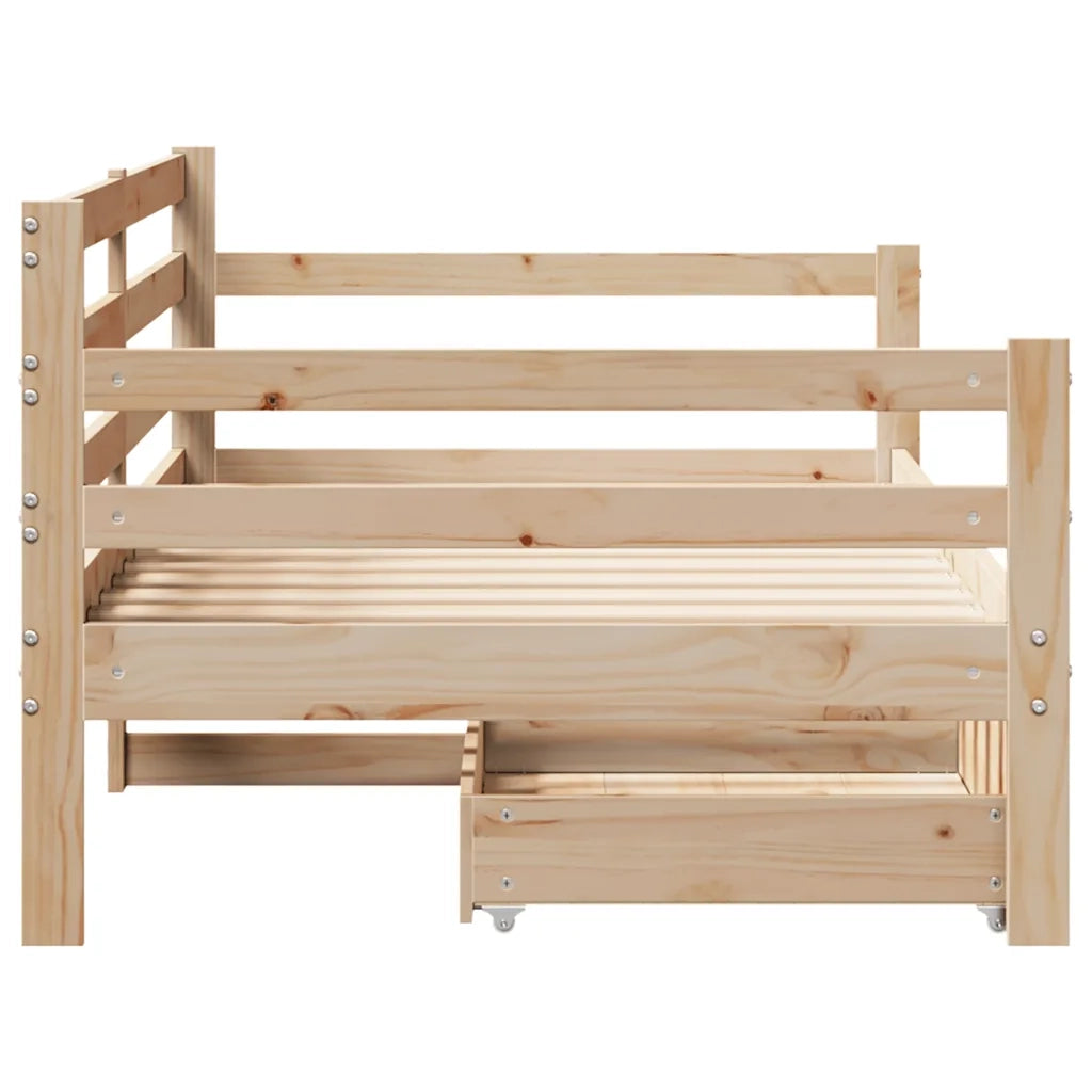 Dormeuse con Cassetti 90x190 cm in Legno Massello Pino 3302061
