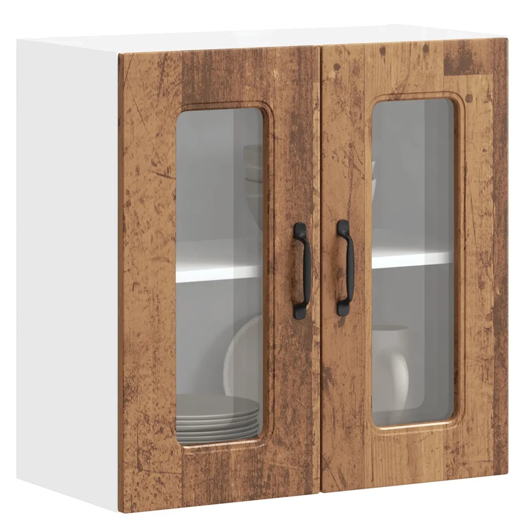 vidaXL Pensile da Cucina con Porta in Vetro Kalmar Legno Vecchio