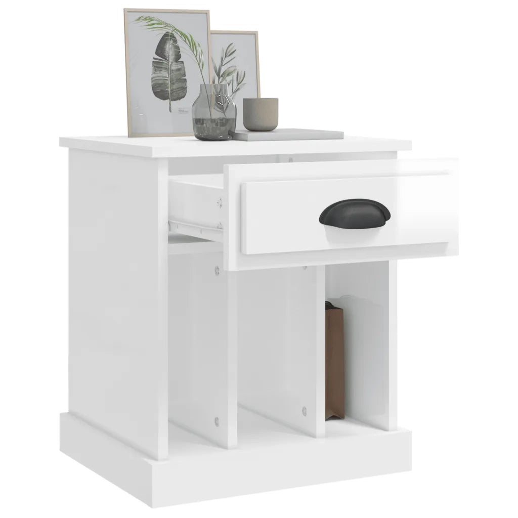 Comodino Bianco Lucido 43x36x50 cm 816348