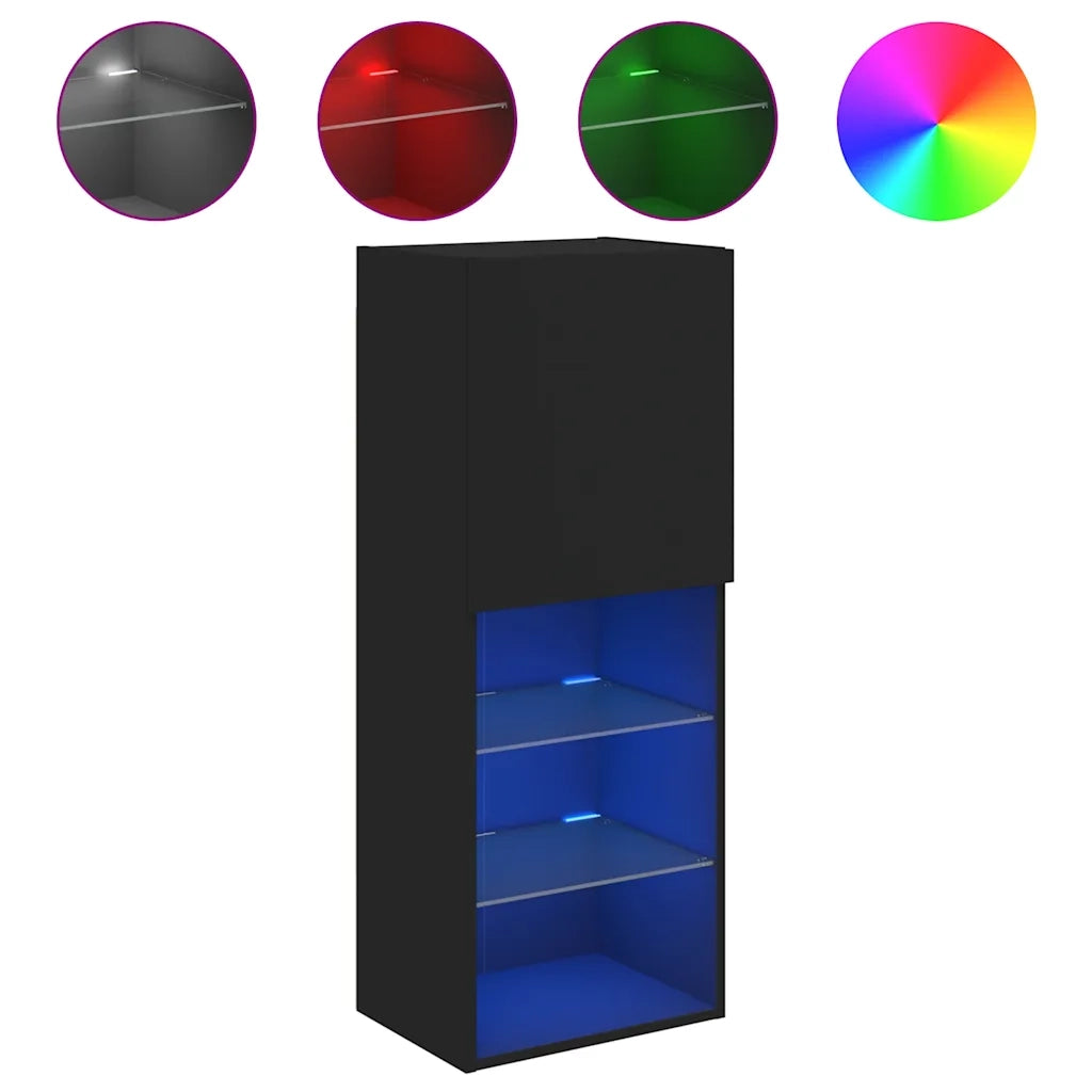 Mobile TV con Luci LED-Credenza TV-Console TV Nero 40,5x30x102 cm