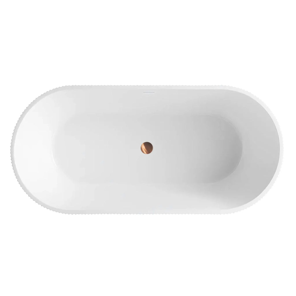 Vasca Da Bagno Freestanding In Acrilico Ofelia 170 Copritappo rame spazzolato