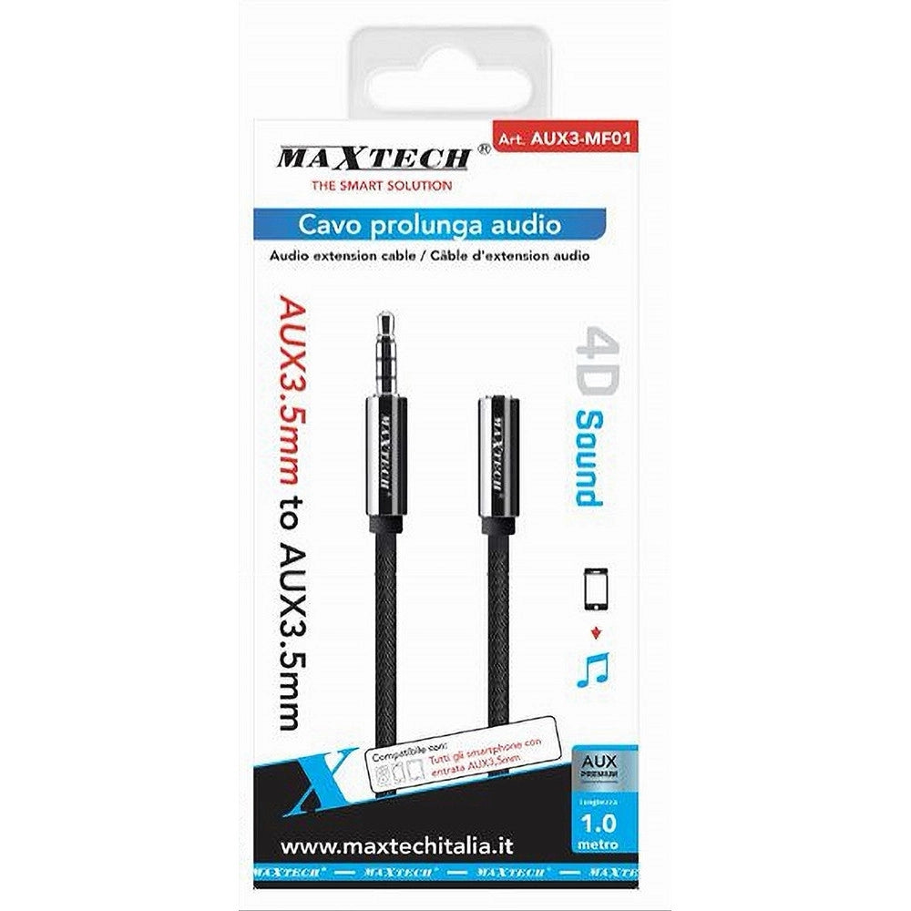 Trade Shop - Cavo Audio Jack Aux 3,5 Mm Da Maschio A Femmina Am/af 1 Metro Prolunga Aux3-mf01 -
