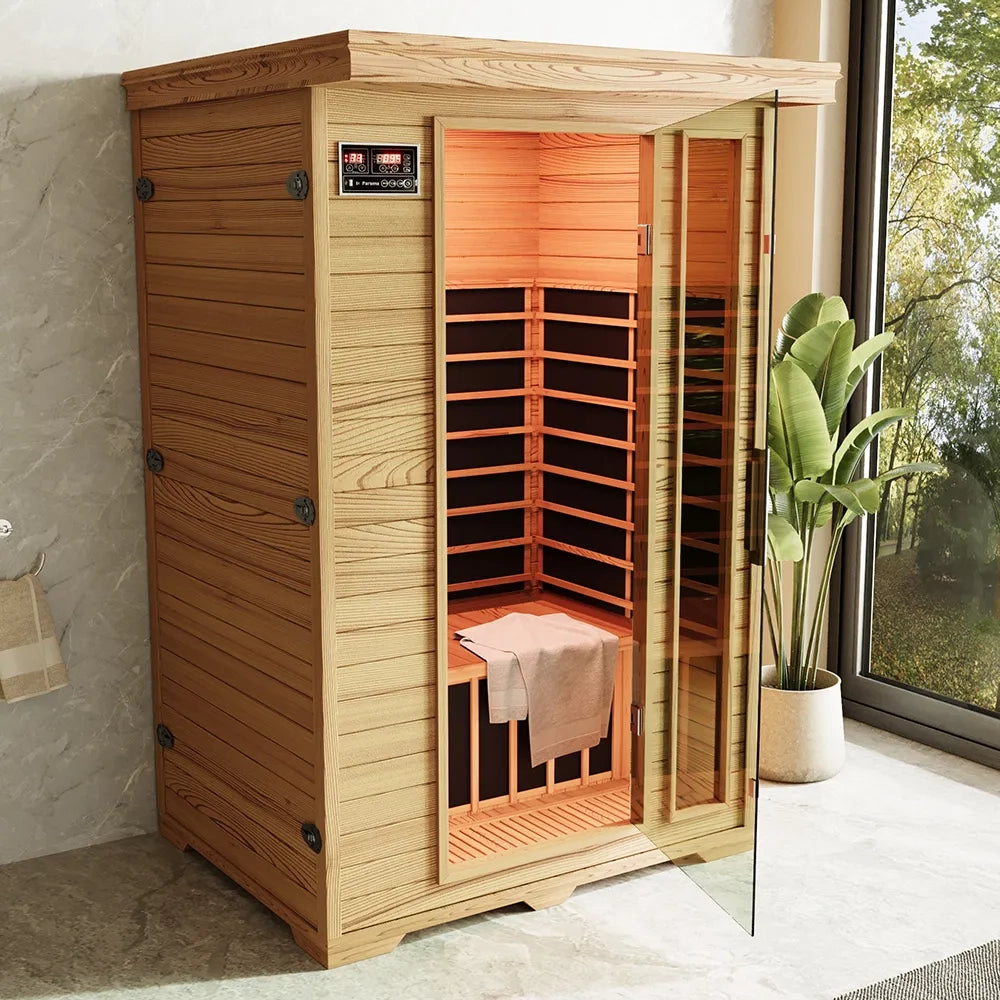 Sauna ad infrarossi 95x126 cm H195 in legno di cedro con radio integrata | Savon