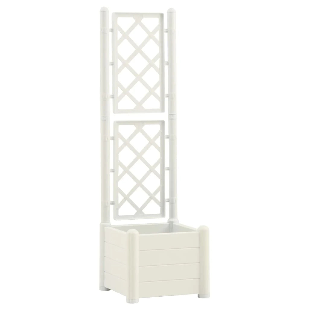 Fioriera con traliccio 43 x 43 x 142 cm PP bianco 02_0000813