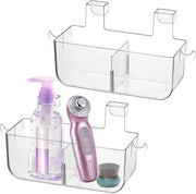 Organizzatore di porta 2 pezzi - Contenitore di plastica per archiviazione - Ganci per cucina/anticucina - Design trasparente - Soluzione intelligente per ottimizzare lo spazio - Contenitore di archiviazione