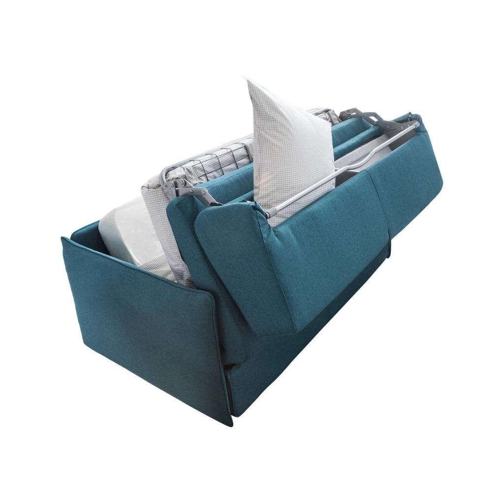 Cecina, Divano Letto 3 Posti Sfoderabile Made in Italy, 200x95 cm Azzurro