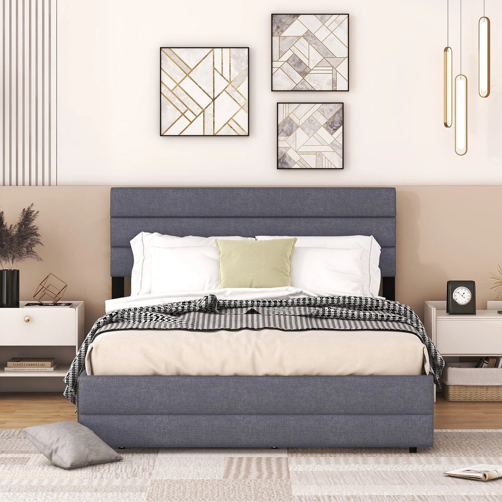 Letto Contenitore Matrimoniale con Cassetti ¨C MINIMAL ¨C Grigio 140x200
