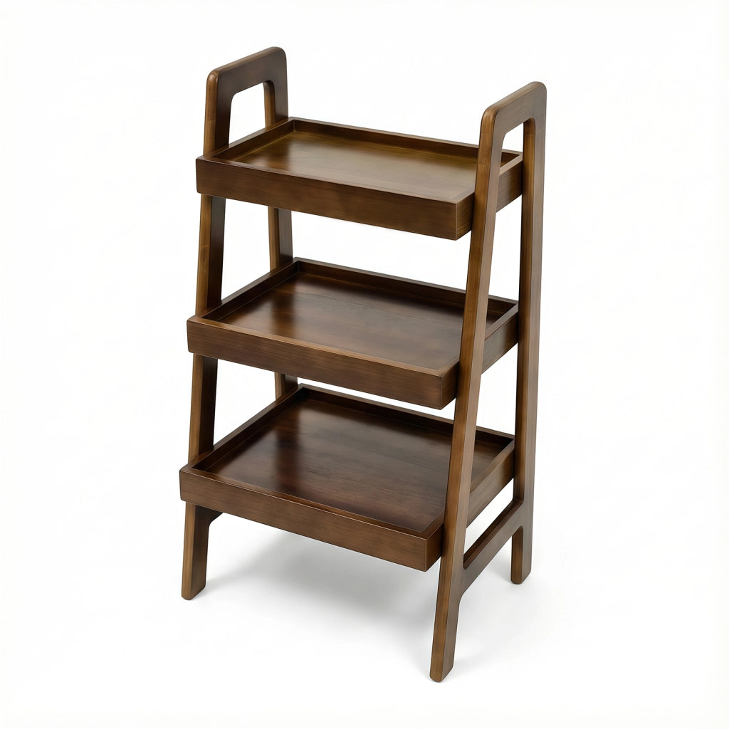 LIBRERIA A SCALA 3 RIPIANI 94x48x15 cm Legno massello Noce
