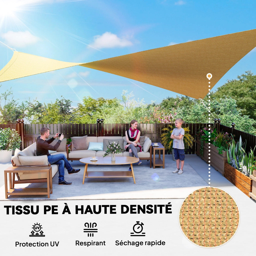 Telo ombreggiante rettangolare 4x6m ¨C Zephmum ¨C Sabbia HDPE 185g/m2