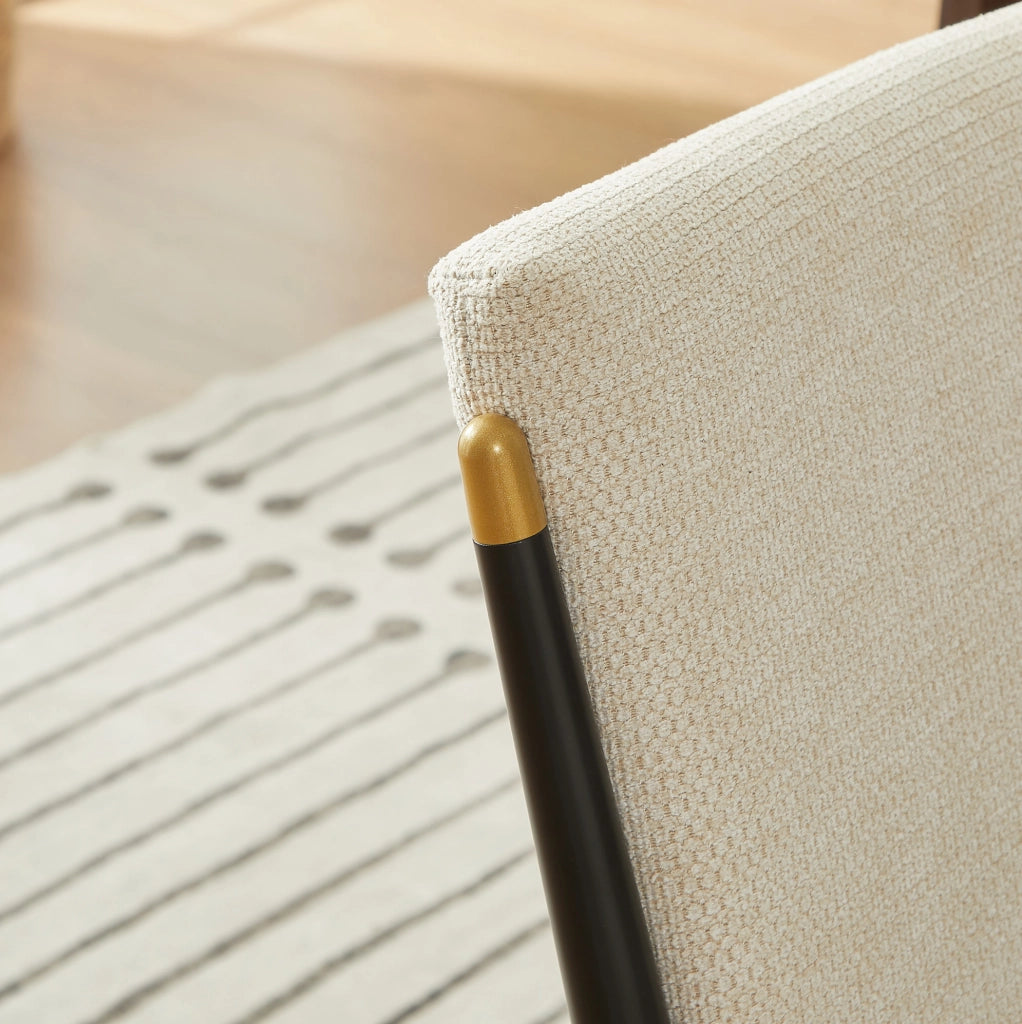Set di 2 sedie da pranzo beige con struttura nero-oro
