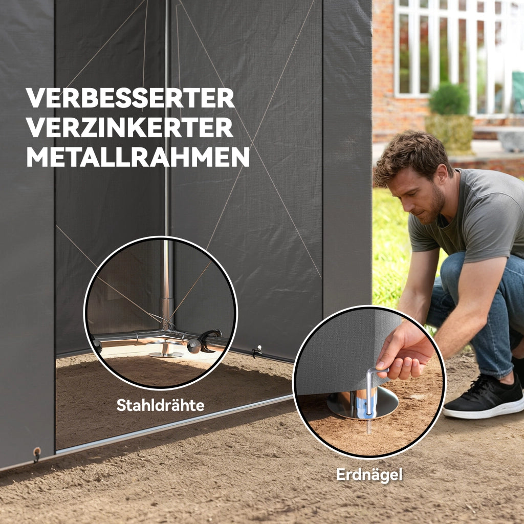 Tenda Garage 1.9x1.2 m ¨C Zephmum ¨C Impermeabile, Porta a Cerniera, Finestra di Ventilazione, Grigio Scuro