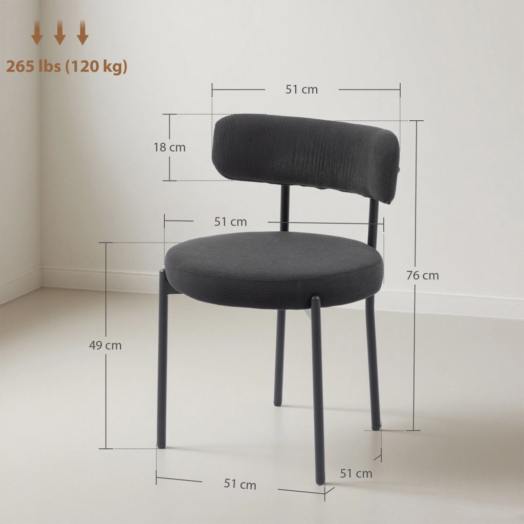 Set 4 Sedie da Pranzo ¨C Xylo ¨C Schienale in Tessuto Gambe Acciaio Nero 51x51x76cm