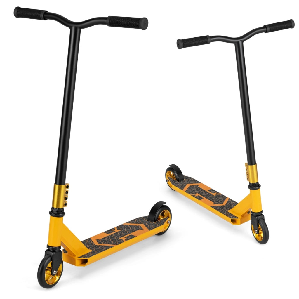 Scooter acrobatico per bambini con 2 ruote pu e ampia pedana in alluminio, Scooter pro per trucchi da strada Giallo