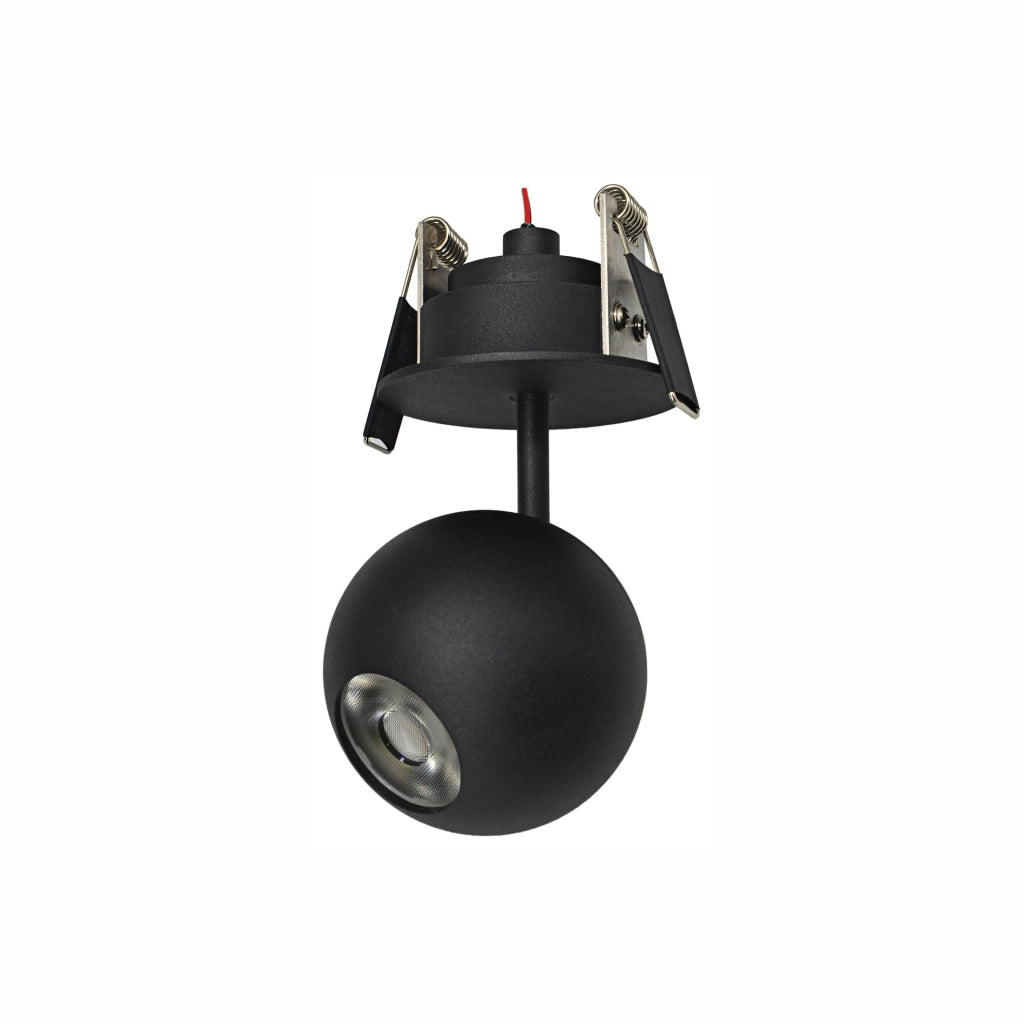Bora Recessed Faretto LED da Incasso 8,5W 36º 3000K Bianco Caldo Orientabile Design Esferico Finitura Nero Opaco Alta Resa Cromatica CRI>93