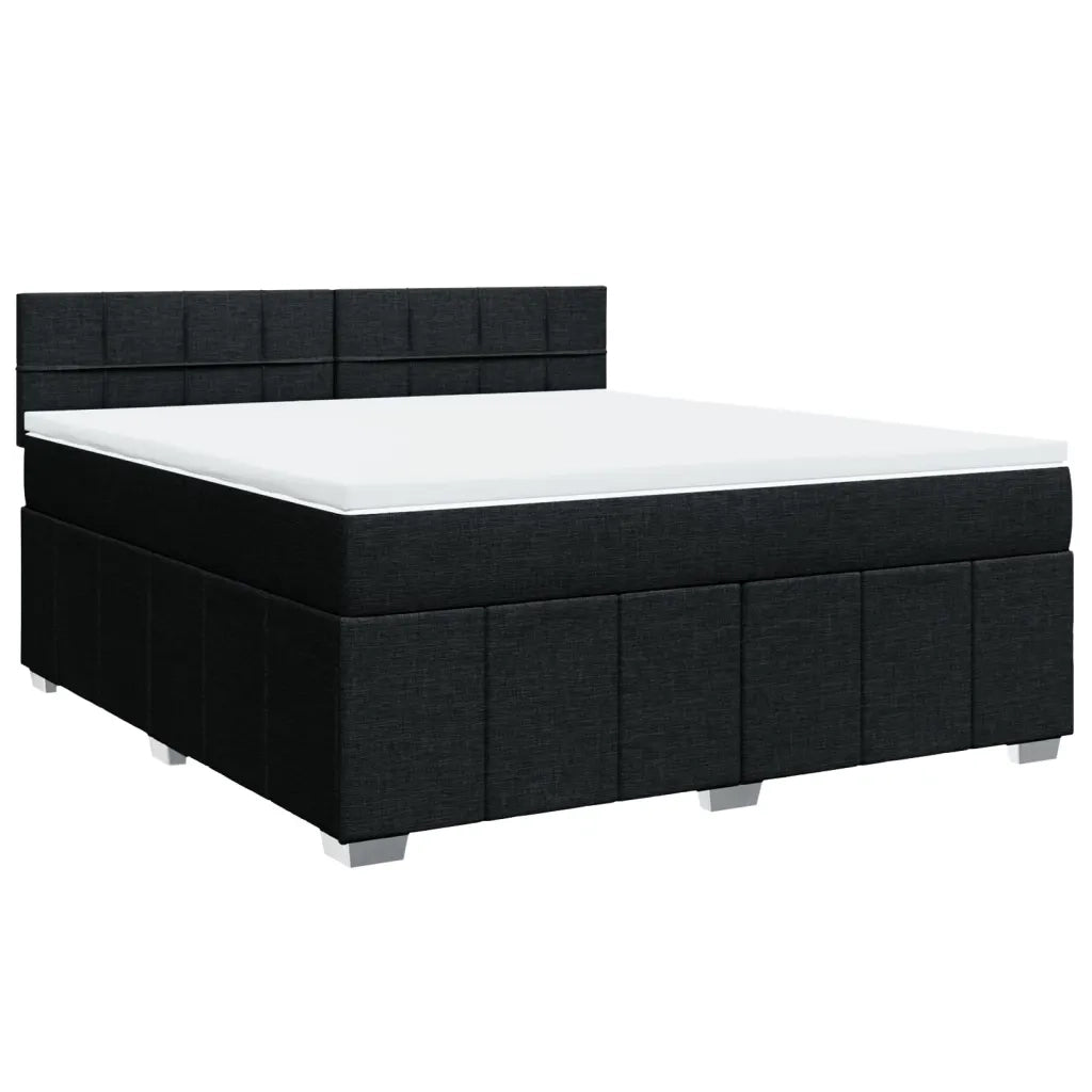 Giroletto a Molle con Materasso Nero 180x200 cm in Tessuto