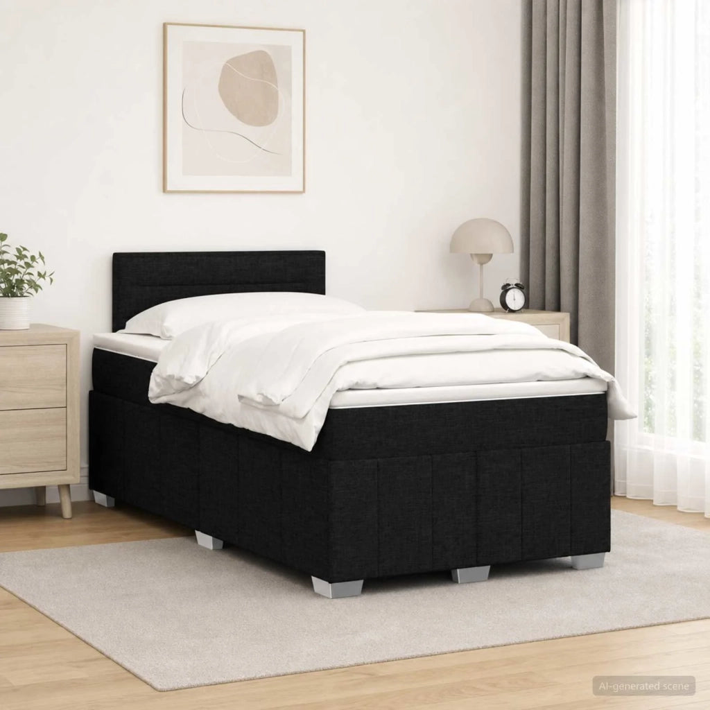 Letto box spring con materasso Nero 120 x 200 cm Tessuto 3452644
