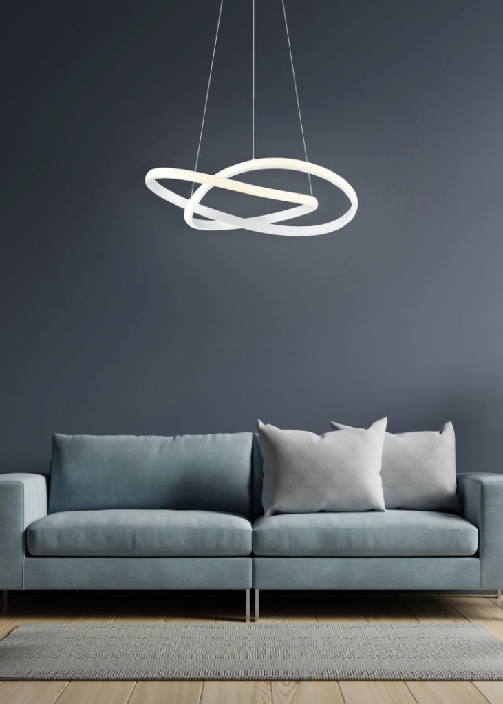 Lampada a sospensione LED cerchio, metallo, bianco, D 60 cm, Course