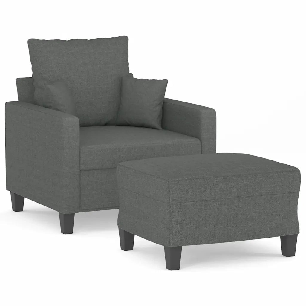 Divano Sedia-Poltrona con Poggiapiedi Grigio Scuro 60 cm in Tessuto 185182