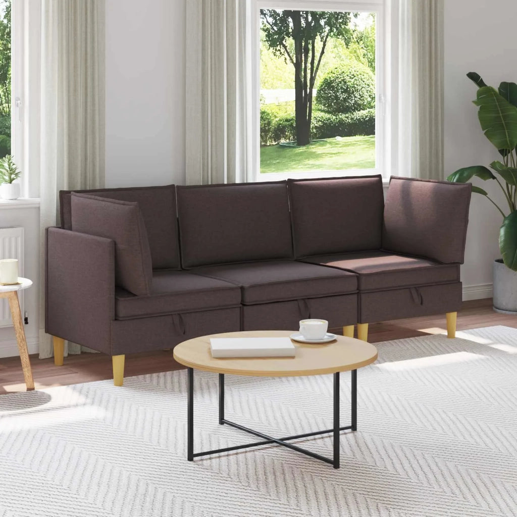 Set di mobili per il soggiorno 3 pcs Marrone Scuro Tessuto 3413693