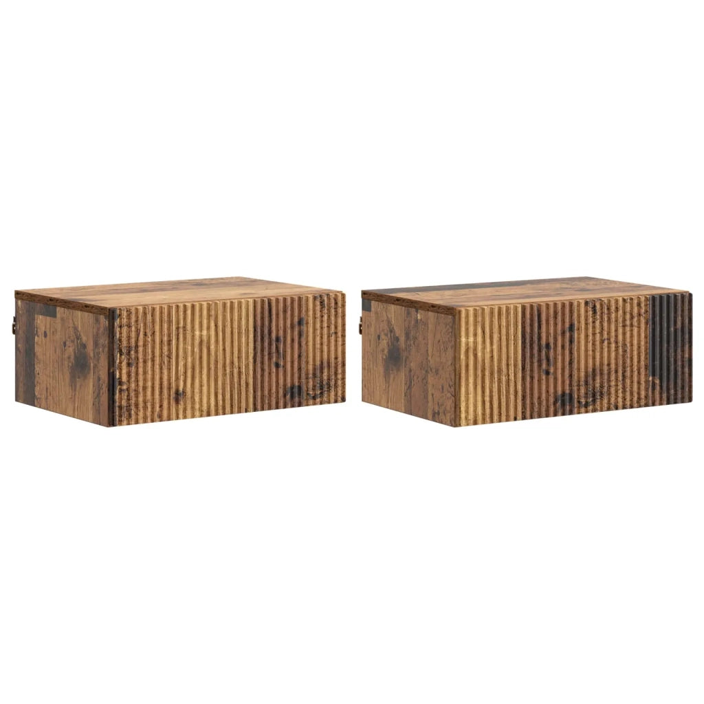 Mobiletto da notte a muro 2 pcs Legno antico 49 x 34,5 x 20 cm 898462