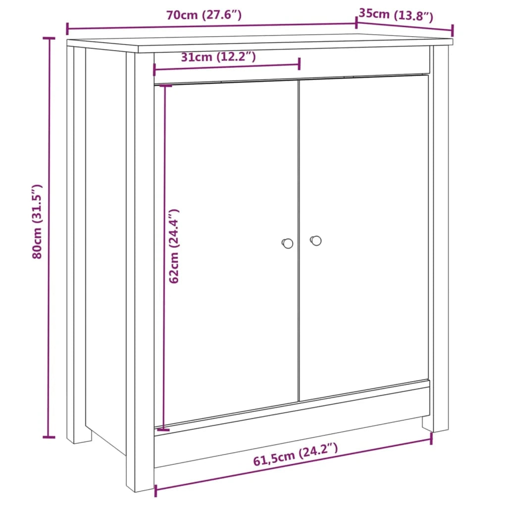 Buffet credenza cassettiera armadio mobile contenitore organizer per cucina soggiorno salotti set da 2 70 x 35 x 80 cm legno massello di pino bianco 02_0036684